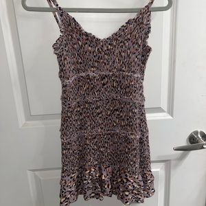 Smocked ruffle cheetah mini dress